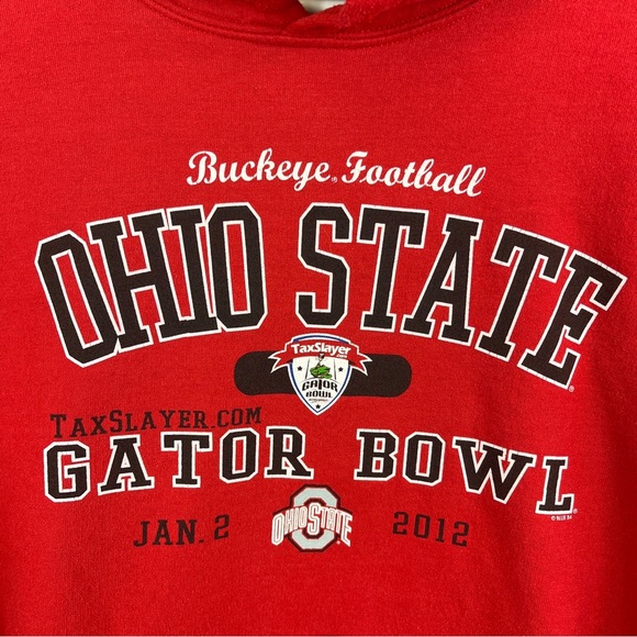 Ohio State Buckeyes NCAA Football Red Hoodie Sweatshirt Gator Bowl 2012 Fits Sm - Picture 5 of 13